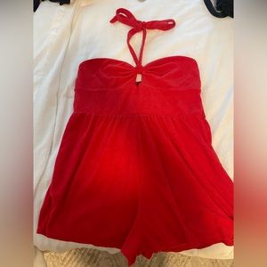Red key hole cut out romper